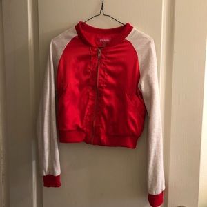 Red satin / silk bomber jacket